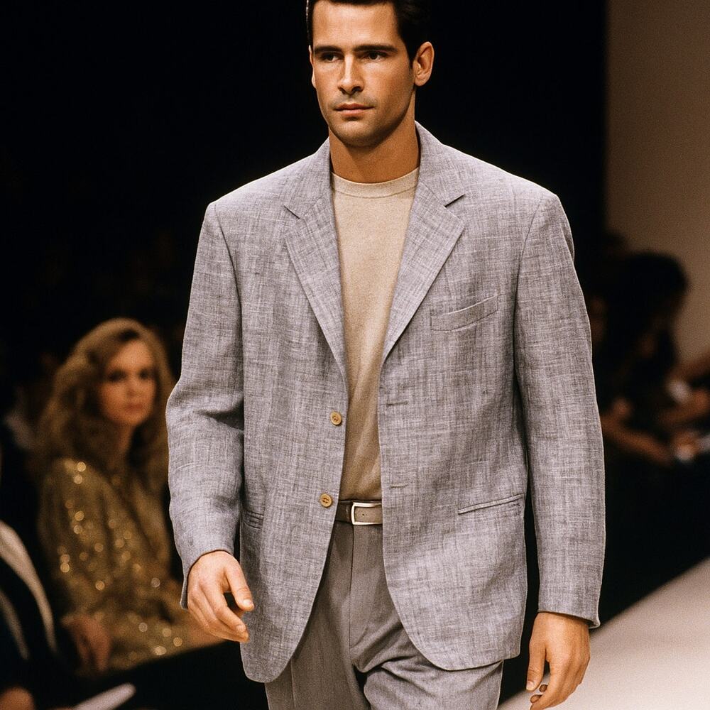 Vtg Dolce & Gabbana Men's 46R Linen Bazer Jacket Gray Made in Italy